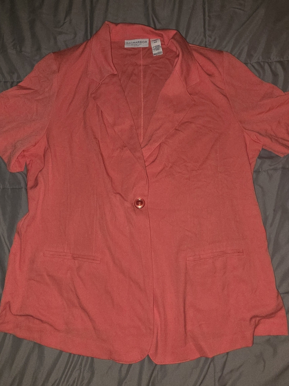 Sag Harbor Coral Short-Sleeve Blazer - Coral